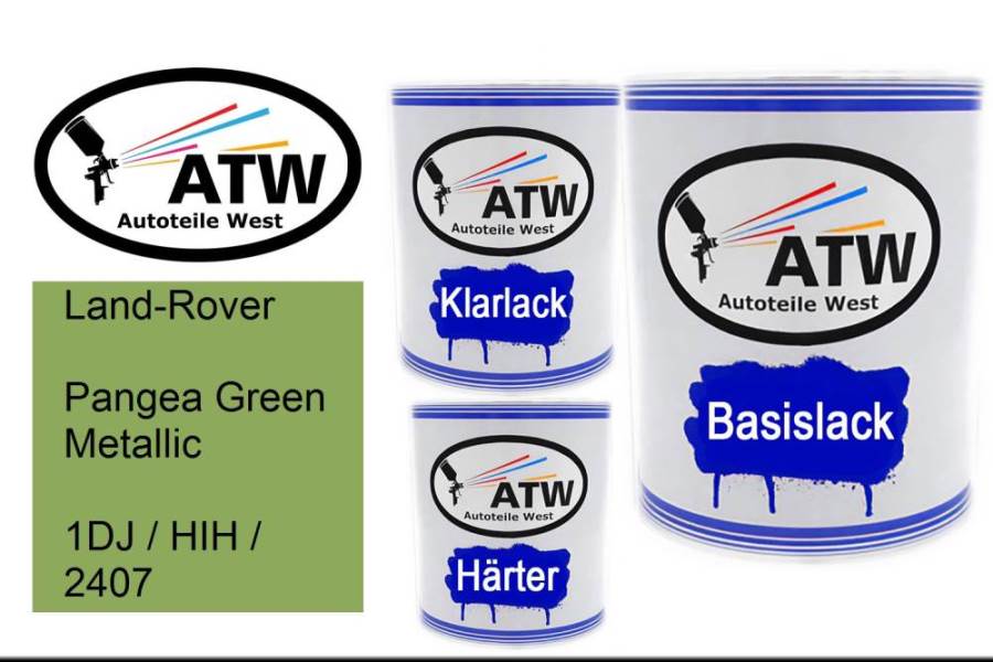 Land-Rover, Pangea Green Metallic, 1DJ / HIH / 2407: 1L Lackdose + 1L Klarlack + 500ml Härter - Set, von ATW Autoteile West.
